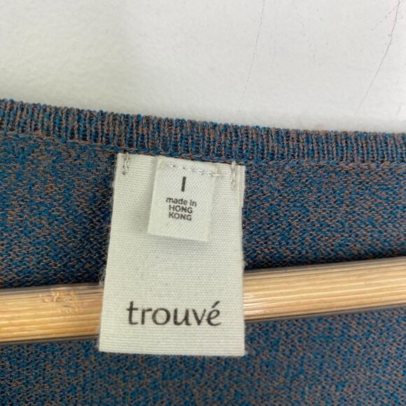 Trouve Blue Brown Oversized Cowl Neck Long Sleeve‎ Sweater Women's Size 1 - Picture 4 of 8